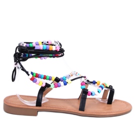 Maios Black Roman sandals with beads