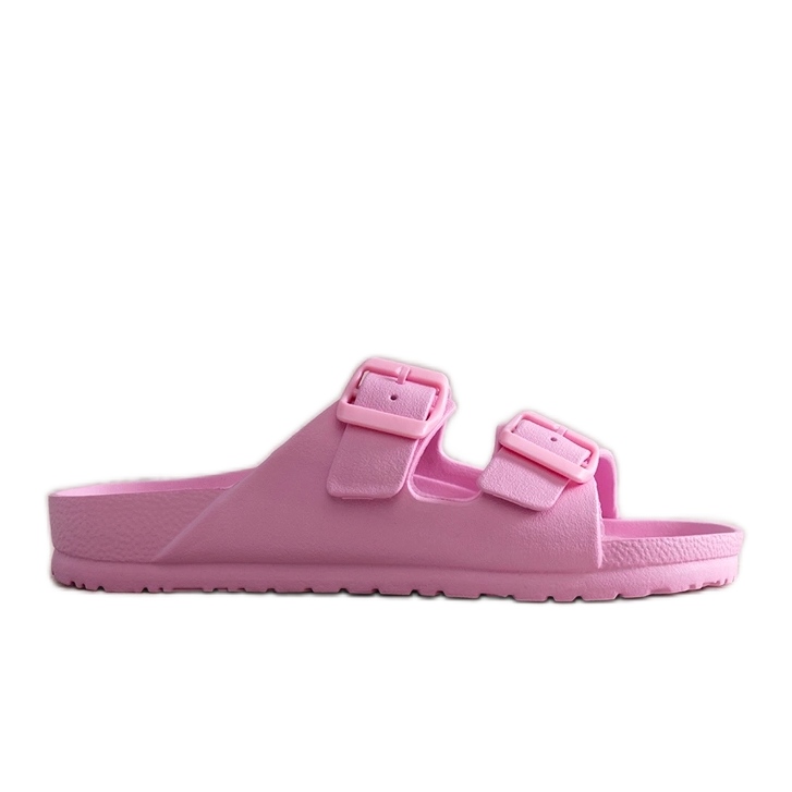 Eugene Pink Rubber Flip-Flops with Buckles