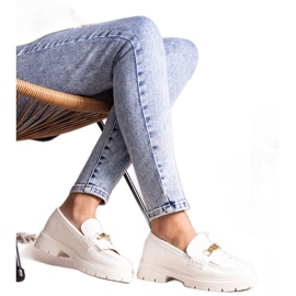 Bez marki White half-boots with gold buckle Anielania Bez marki White half-boots with gold buckle Anielania