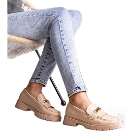 Beige half-boots with gold buckle Anielania