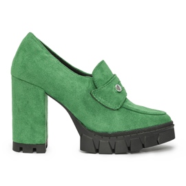 Green women's high heel shoes