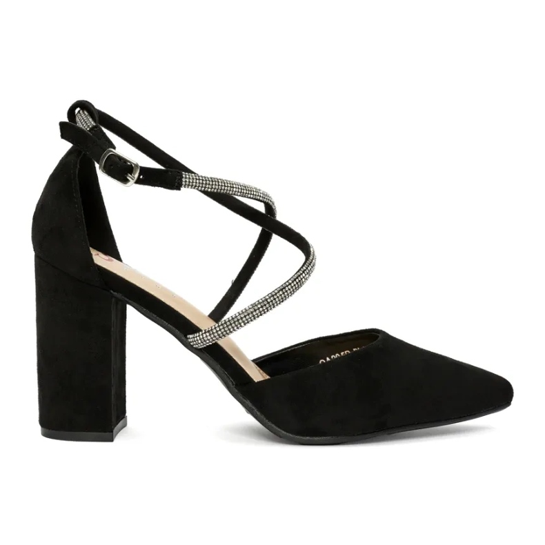 Suede black pumps with sequins