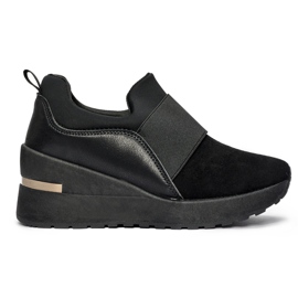 Black women's wedge sneakers