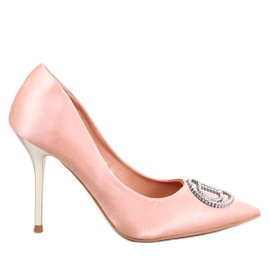 Malconi Champagne high heels with crystal decoration pink