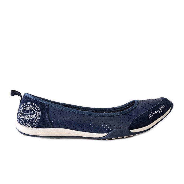 Navy Blue Leather Wascana Ballerinas Navy Blue Leather Wascana Ballerinas