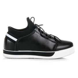 Ideal Shoes Black sports lace-up shoes Ideal Shoes Black sports lace-up shoes