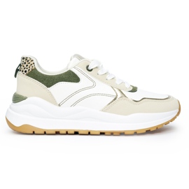 Women's multi-colored sports shoes with a thick sole white