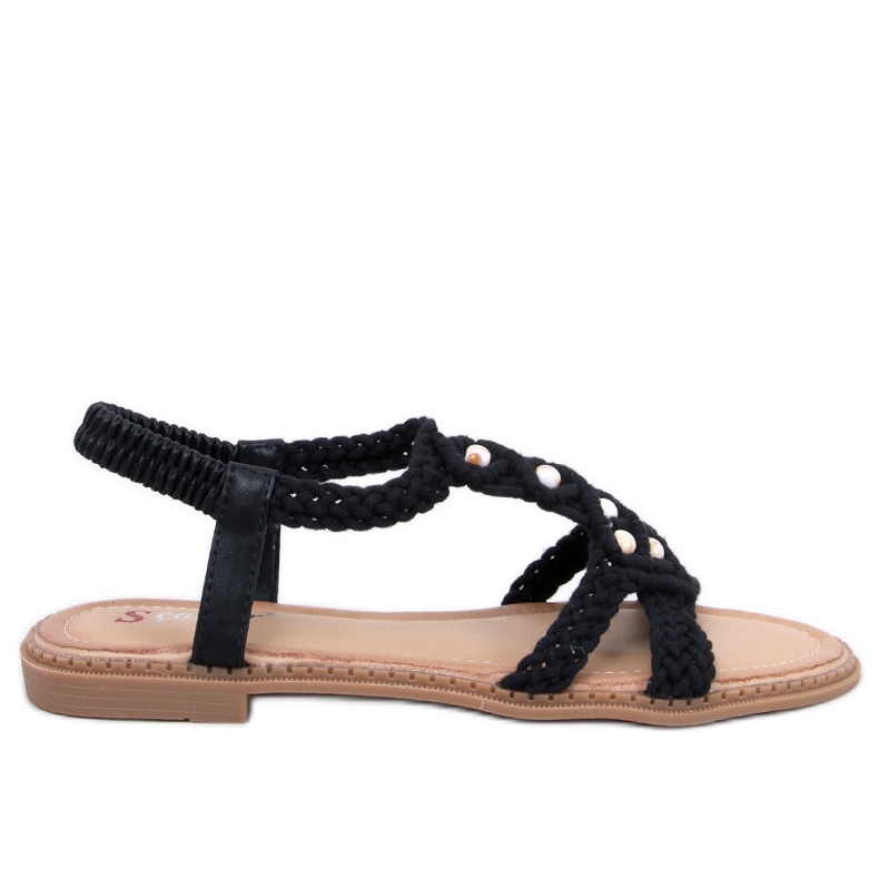 Ashes Black boho string sandals