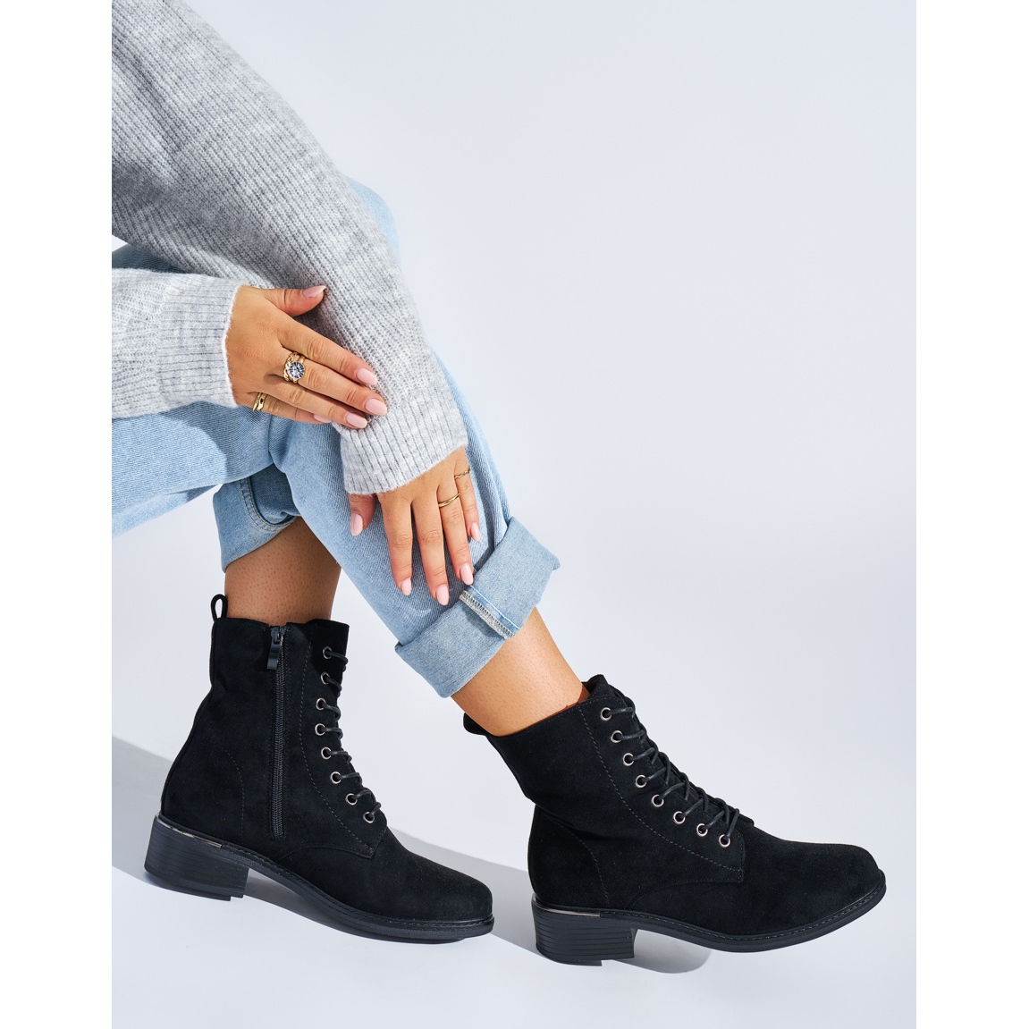 Lace Up Low Black Boots Other Stories Leather Lace Up Low Heel