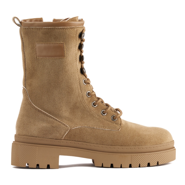 Brown lace-up women's ankle boots