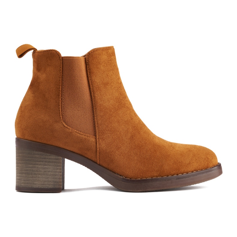 Brown classic ankle boots with a block heel