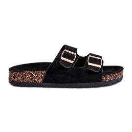 Women's Slip-on Sandals On Cork Soles Black Cortina