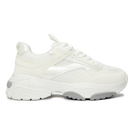 Sporty white shoes with a thick sole
