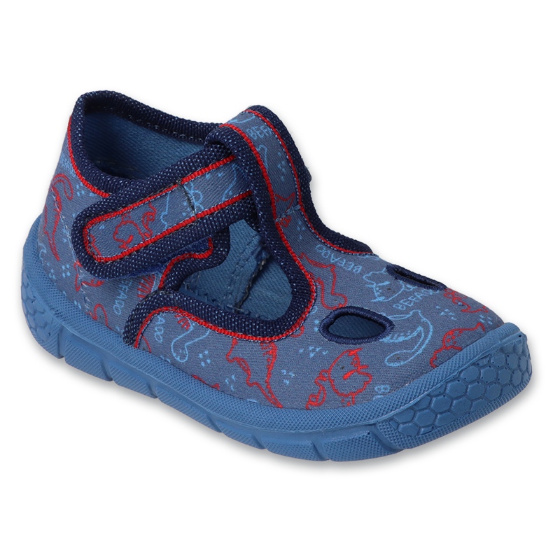 Befado children's slippers with Velcro, elastic bottom 630P016 blue