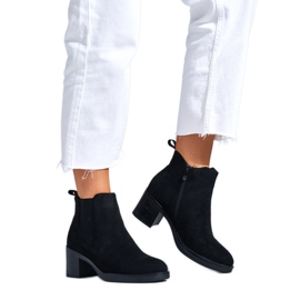 Black classic women's ankle boots with a block heel Black classic women's ankle boots with a block heel