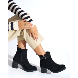 Black women's ankle boots with a heel