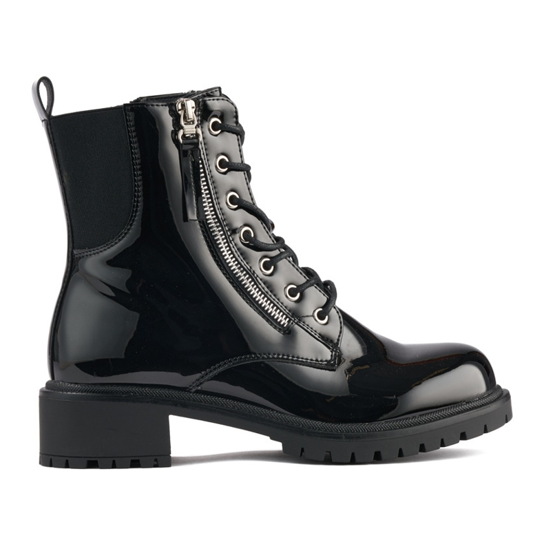 Black patent leather women's workers