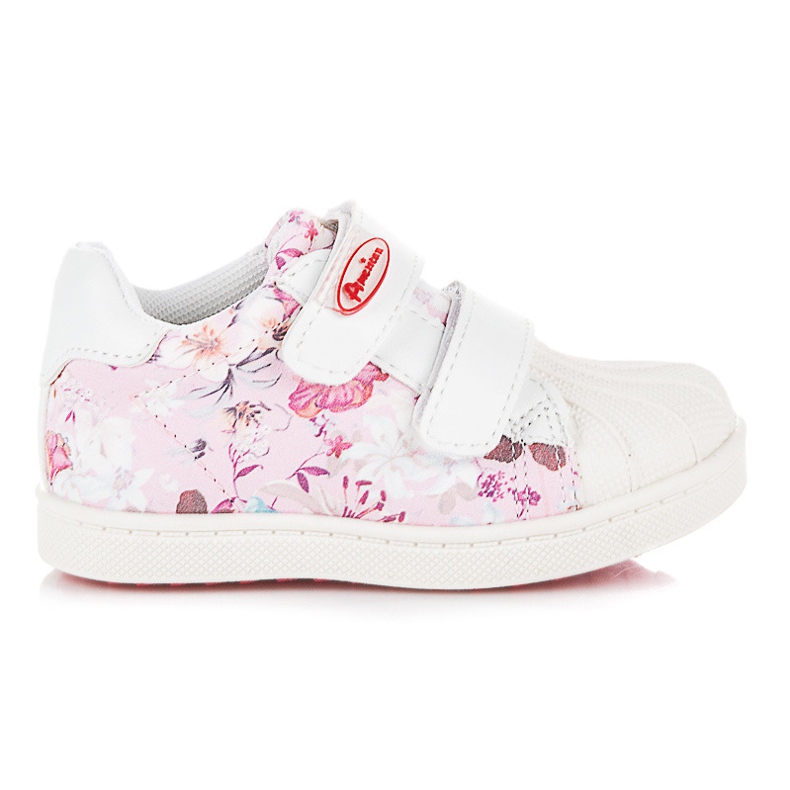 American Club Girls' Sneakers With Flowers pink white