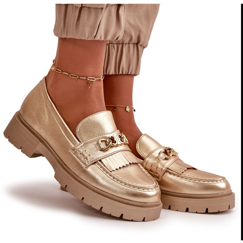 PH2 Eco Leather Women's Moccasins With Decoration Gold Zanita golden