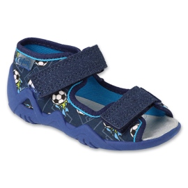 Befado children's slippers with leather insert 350P050 navy blue