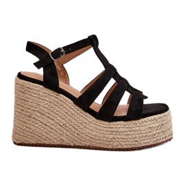 Women's sandals espadrilles for wedge with black braid