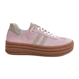 Zazoo N1068S4 Women's Suede Platform Sneakers Purple