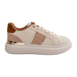 Fashionable Women's Sneakers On The Platform Made Of Eco Leather Brown Nevisase beige Fashionable Women's Sneakers On The Platform Made Of Eco Leather Brown Nevisase beige
