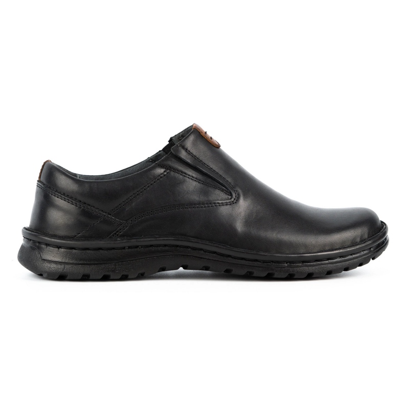 Kampol Men's leather slip-on shoes 12KAM black Kampol Men's leather slip-on shoes 12KAM black