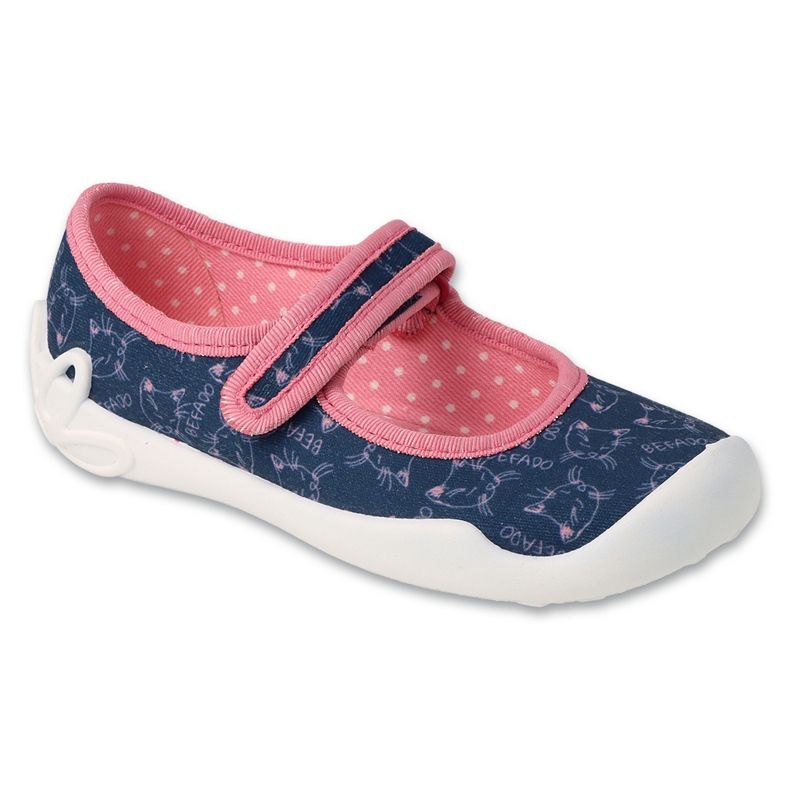 Befado children's slippers with Velcro 114X533 navy blue/pink Befado children's slippers with Velcro 114X533 navy blue/pink