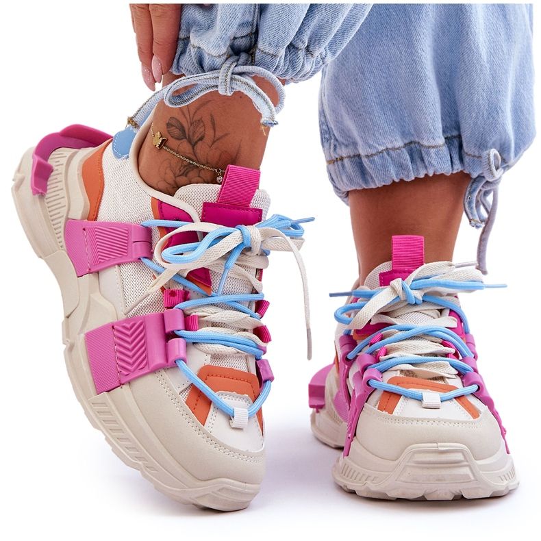 Seastar Women's Fashionable Lace-Up Sports Shoes, Beige and Pink Seastar Women's Fashionable Lace-Up Sports Shoes, Beige and Pink