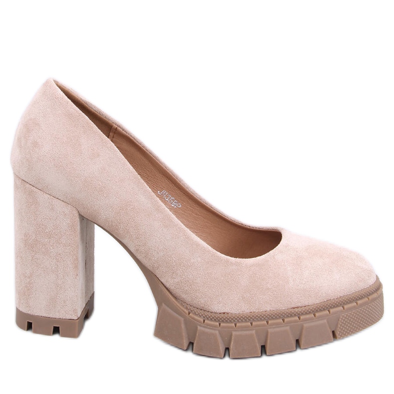 Angela Khaki Heeled Platform Pumps beige
