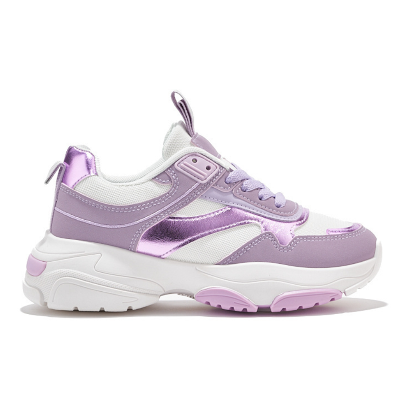 Lilac women's sports shoes with a thick sole violet