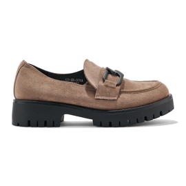 Ladies' beige suede loafers