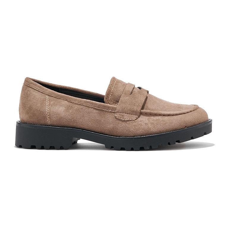 Beige suede women's loafers