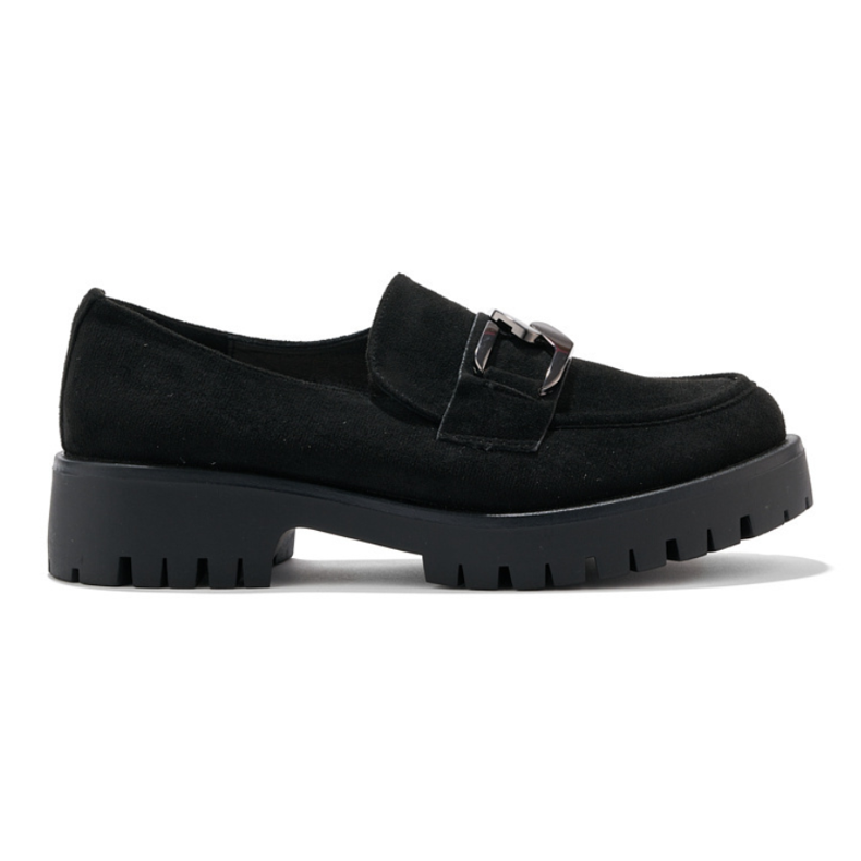 Women's black suede loafers