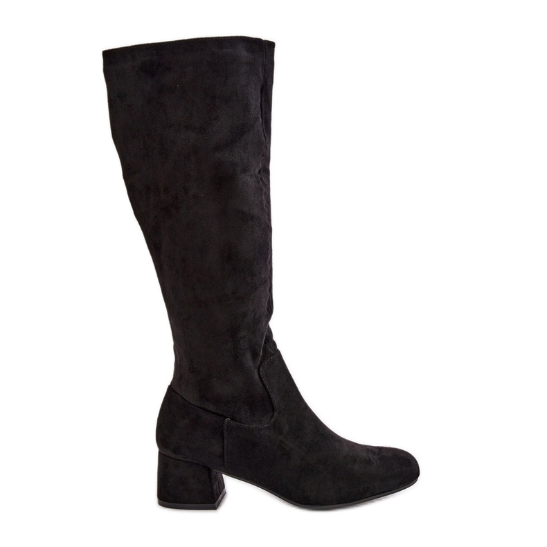 Eco Suede Women's Boots Above The Knee With Zipper Black Elitara