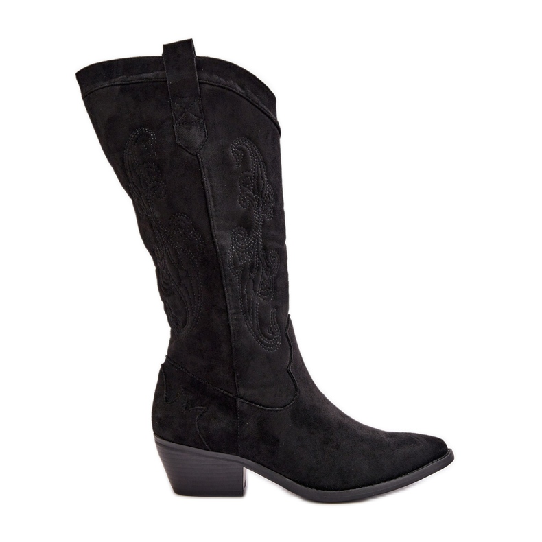 Women's Low Heel Cowboy Boots Made of Eco Suede Black Ligelia