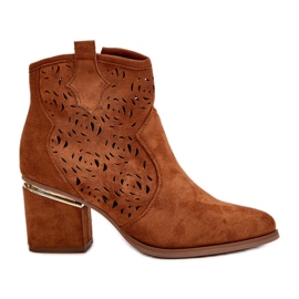 Openwork Cowboy Boots With Zipper Camel Vosilara brown Openwork Cowboy Boots With Zipper Camel Vosilara brown