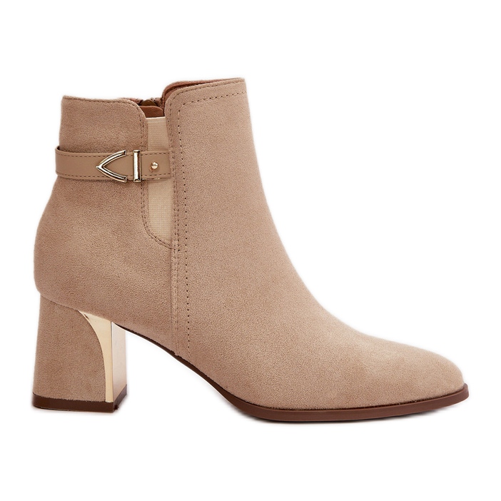 Women's Ankle Boots With Zipper Eco Suede Light Beige Bonucci