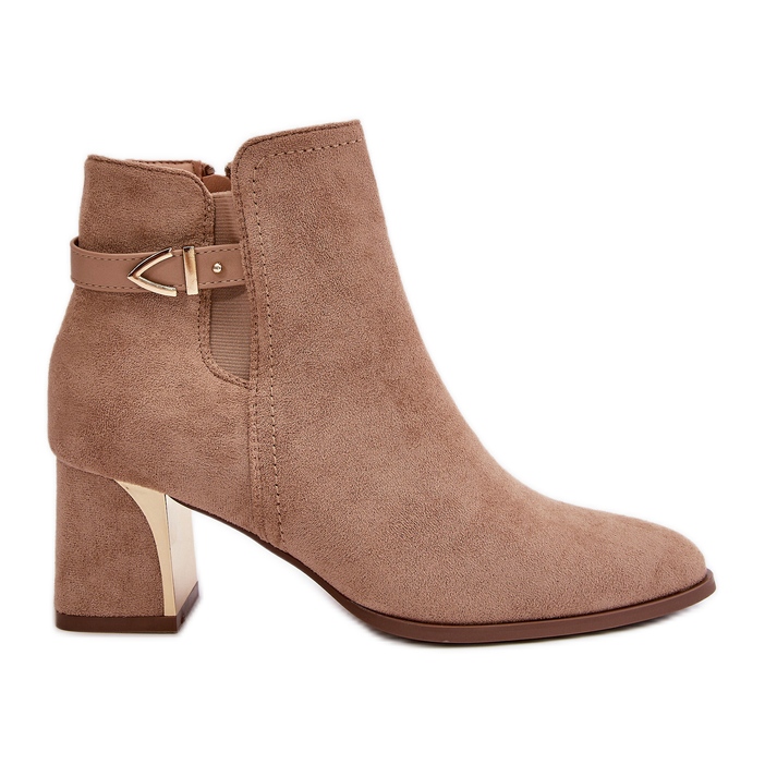 Women's Ankle Boots With Zipper Eco Suede Dark Beige Bonucci