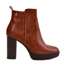 Women's Insulated Ankle Boots With High Heel Fastened With Zipper Camel Bioria brown Women's Insulated Ankle Boots With High Heel Fastened With Zipper Camel Bioria brown