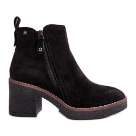 Insulated Women's Ankle Boots on a Heel Made of Eco Suede Black Velarilla Insulated Women's Ankle Boots on a Heel Made of Eco Suede Black Velarilla