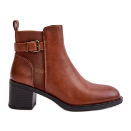 Women's Insulated Ankle Boots With Buckle Camel Nevillira brown