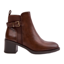 Women's Insulated Ankle Boots With A Buckle Brown Nevillira