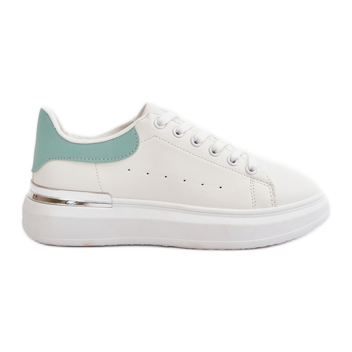 Low Women's Sneakers On The Platform Made Of Eco Leather White And Green Nevelena