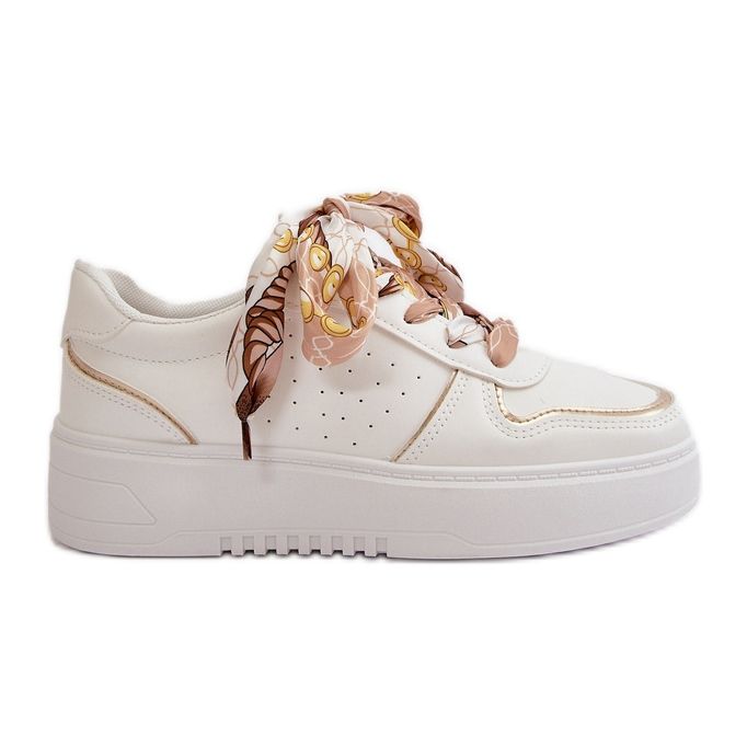 Women's Sneakers On The Platform With Decorative Lacing White Mistra Women's Sneakers On The Platform With Decorative Lacing White Mistra