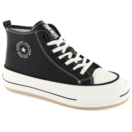 Women's sneakers on the platform, slightly insulated, black, Big Star OO274062