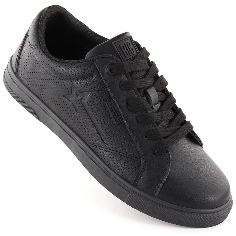 Men's sports shoes made of ecological leather, black, Big Star OO174021