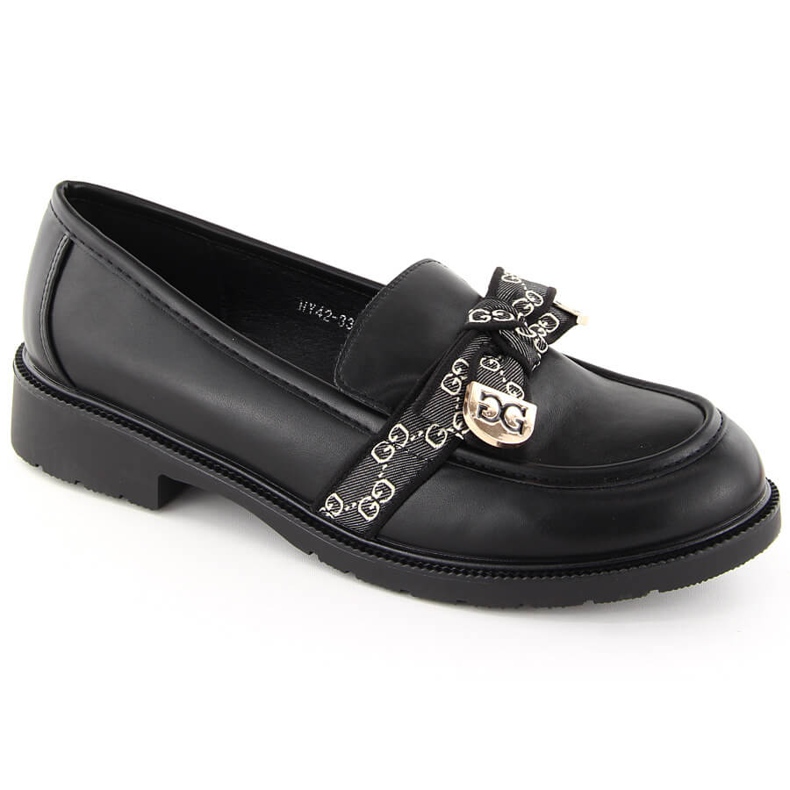 Women's loafers with bow black S.Barski HY42-331