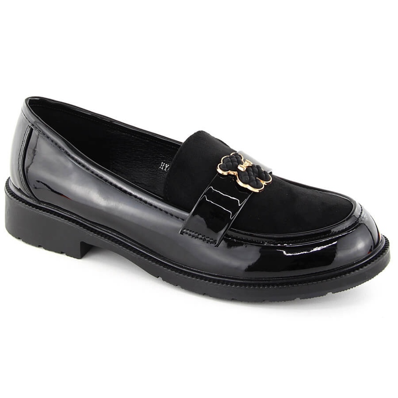 Women's moccasin shoes with a bear black S.Barski HY42-399A Women's moccasin shoes with a bear black S.Barski HY42-399A